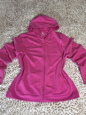 Vintage Bright Pink Zip-Up Hoodie